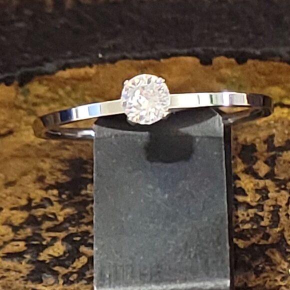 Women's Dainty Prong Round Solitaire Promise Ring - Girls Pinky Ring - Picture 3 of 9